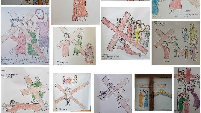 Der Kreuzweg wurde den Kindern auf einfache Art näher gebracht